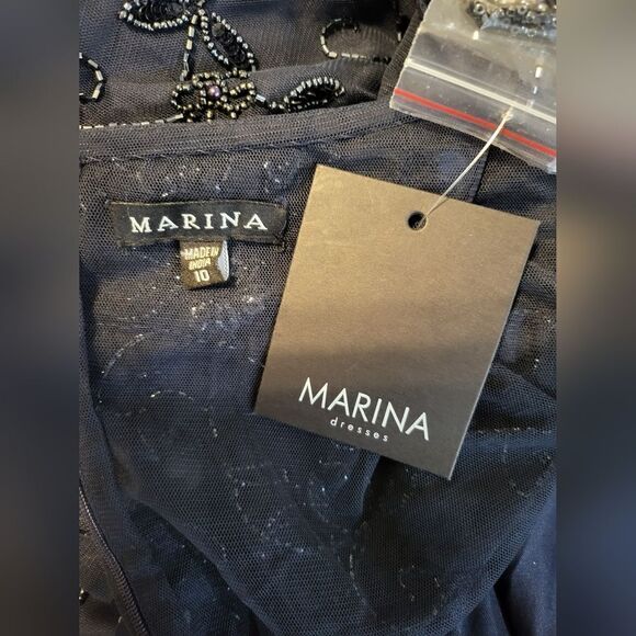 Marina Embellished Maxi Evening Dress NWT Navy Blue size 10 - Picture 4 of 4